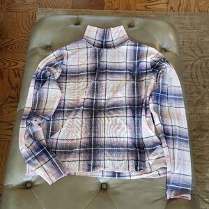 Womens Sheer Plaid Turtleneck Top Size 1X